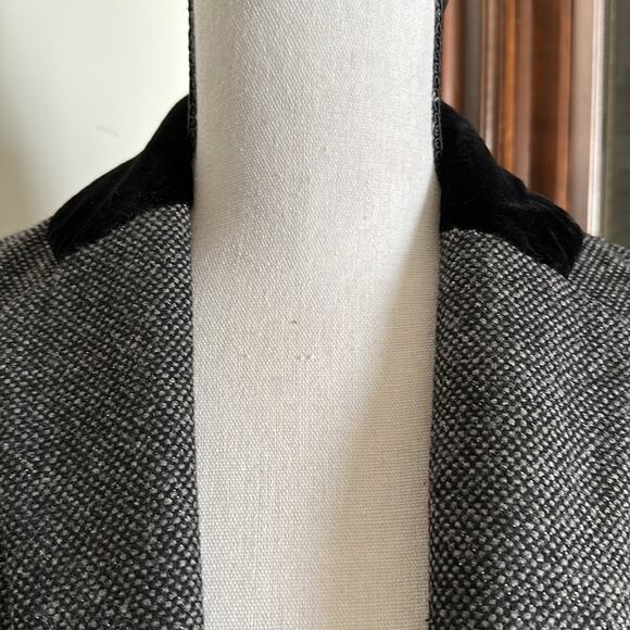 American Eagle Outfitters | Silver Gray Tweed Blazer with Velvet Trim Size XS - Picture 2 of 13